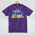 Crazy Cat Lady Doctorate Graduation T-Shirt Phd EdD Mineral Wash Tshirts Mineral Purple