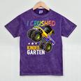 I Crushed Kindergarten Monster Truck Graduation Boys Small Mineral Wash Tshirts Mineral Purple