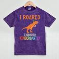 Dinosaur Graduation I Roared Through Kindergarten T-Shirt Mineral Wash Tshirts Mineral Purple
