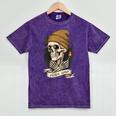 Elder Emo Skeleton Beanie Nostalgia Scene Aesthetic Mineral Wash Tshirts Mineral Purple