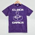 Elder Gamer Retro Video Game Nostalgia Old Gamer Mineral Wash Tshirts Mineral Purple