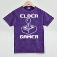 Elder Gamer Retro Video Game Nostalgia Old Gamer Premium Tri-Blend Mineral Wash Tshirts Mineral Purple