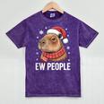 Ew People Capybara Christmas Introvert Holiday Humor Mineral Wash Tshirts Mineral Purple
