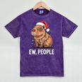 Ew People Capybara Christmas Lights Introvert Humor Mineral Wash Tshirts Mineral Purple