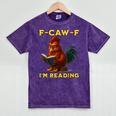F-CAW-F I'm Reading Chicken Book Lover Introvert Meme Mineral Wash Tshirts Mineral Purple