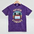 Never Forget Retro Diskette Nostalgia Vintage Mineral Wash Tshirts Mineral Purple
