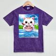 Frutiger Aero Aesthetic Tech Kawaii Ramen Cat Fishes Mineral Wash Tshirts Mineral Purple
