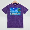 Frutiger Aero Beach Y2k Aesthetic Palm Tree Sand Ocean Premium Mineral Wash Tshirts Mineral Purple