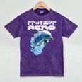 Frutiger Aero Splashy Dolphin Y2k Aesthetic Graphic Premium Mineral Wash Tshirts Mineral Purple