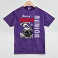 Fun Trendy UFO Sloth Graduation Class Of 2024 Senior Mineral Wash Tshirts Mineral Purple