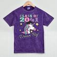 Girls Class Of 2041 Magical Unicorn Graduation Cap Mineral Wash Tshirts Mineral Purple
