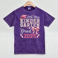 Girls Little Miss Kindergarten Grad 2025 Coquette Graduation Mineral Wash Tshirts Mineral Purple