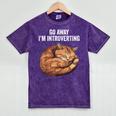 Go Away I'm Introverting Cat Introvert Men Women Girls Kids Mineral Wash Tshirts Mineral Purple