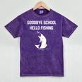 Goodbye School Hello Fishing Graduation T-Shirt Mineral Wash Tshirts Mineral Purple
