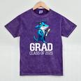 Grad Class Of 2025 Boys Shark Graduation Graduated Mineral Wash Tshirts Mineral Purple