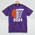 Graduate Senior Class Of 2024 Basketball Player Graduation Mineral Wash Tshirts Mineral Purple