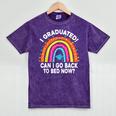 I Graduated Can I Go Back To Bed Now Graduation Hat Rainbow Mineral Wash Tshirts Mineral Purple