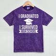 I Graduated I Survived High School Graduation Mineral Wash Tshirts Mineral Purple