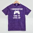 I Graduated Time To Level Up Graduation T-Shirt Mineral Wash Tshirts Mineral Purple