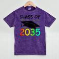 Graduation Class Of 2035 Hand Prints Space Pre-K -12th Grade Mineral Wash Tshirts Mineral Purple