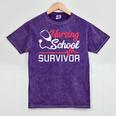 Graduation Shirt For Nurses Nursing School Survivor Tee Mineral Wash Tshirts Mineral Purple