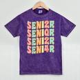 Groovy Senior Graduation Cute Groovy Senior Class Of 2024 Mineral Wash Tshirts Mineral Purple