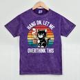 Hang On Let Me Overthink Cat Coffee Retro Introvert Mineral Wash Tshirts Mineral Purple