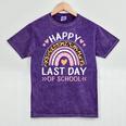 HAPPY LAST OF DAY SCHOOL Rainbow Teacher Student Graduation Men Women Girls Kids Mineral Wash Tshirts Mineral Purple