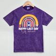 HAPPY LAST OF DAY SCHOOL Rainbow Teacher Student Graduation Mineral Wash Tshirts Mineral Purple