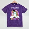 Happy Last Days Of School Graduation Class 2022 Unicorn Girl Mineral Wash Tshirts Mineral Purple