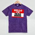 Hello I'm Dead Inside Name Tag Introvert Sarcastic Mineral Wash Tshirts Mineral Purple