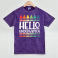 Hello Kindergarten First Day Back To School Graduation Mineral Wash Tshirts Mineral Purple
