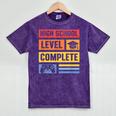 High School Level Complete Class Of 2024 Senior Graduation Mineral Wash Tshirts Mineral Purple