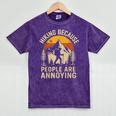 Hiking Because People Are Annoying Introvert Mineral Wash Tshirts Mineral Purple