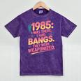 Hilarious 1985 Big Hair Bangs Joke For Gen X Nostalgia Mineral Wash Tshirts Mineral Purple