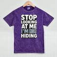 Humor For Introverts Stop Looking At Me I'm Hiding Graphic Mineral Wash Tshirts Mineral Purple Humor For Introverts Stop Looking At Me I'm Hiding Graphic Mineral Wash Tshirts Mineral Purple
