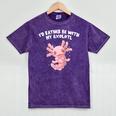 Id Rather Be With My Axolotl Salamander Introvert Raglan Baseball Tee Mineral Wash Tshirts Mineral Purple