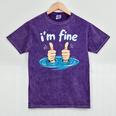 I'm Fine Drowning Thumbs Up Introvert Meme Humor Mineral Wash Tshirts Mineral Purple