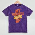 Introvert Humor My Therapist Gave Up Sarcastic Mineral Wash Tshirts Mineral Purple