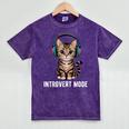 Introvert Mode Cat With Headphones Kitten Lover Mineral Wash Tshirts Mineral Purple