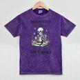 Introvert Read Spicy Books Lover Bookworm Skeleton Reading Mineral Wash Tshirts Mineral Purple