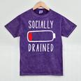 Introvert Socially Drained Battery Mineral Wash Tshirts Mineral Purple