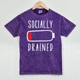 Introvert Socially Drained Battery Mineral Wash Tshirts Mineral Purple