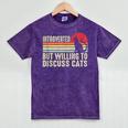 Introverted But Willing To Discuss Cats Kitten Pet Lover Mineral Wash Tshirts Mineral Purple