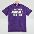 I Just Like Animals Better I Introvert Mineral Wash Tshirts Mineral Purple