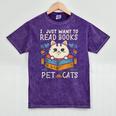 I Just Want To Read Books And Pet Cats Introvert Mineral Wash Tshirts Mineral Purple