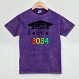 K -12th Grade Hand Prints Space Graduation Class Of 2034 Mineral Wash Tshirts Mineral Purple