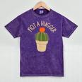 Kawaii Grumpy Cactus Not a Hugger Plant Introvert Mineral Wash Tshirts Mineral Purple
