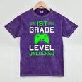 Kids 1st Grade Level Unlocked Back To School Gamer Graduation Mineral Wash Tshirts Mineral Purple