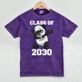 Kids Class Of 2030 Shirt Graduation Dabbing Panda Shirt Mineral Wash Tshirts Mineral Purple